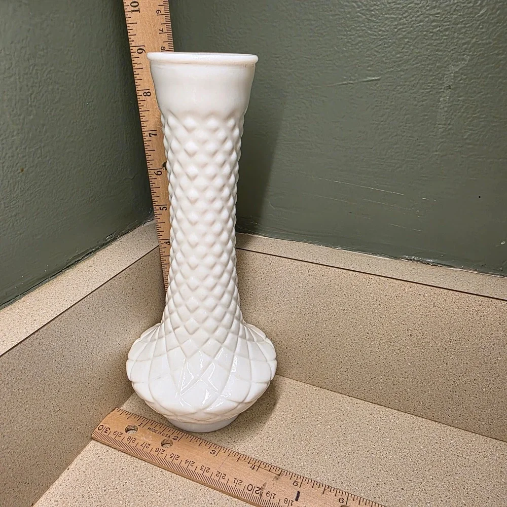 Starter Collection: Vintage Fenton Hobnail Milk Glass Bowl, Creamer, Sugar, Vase